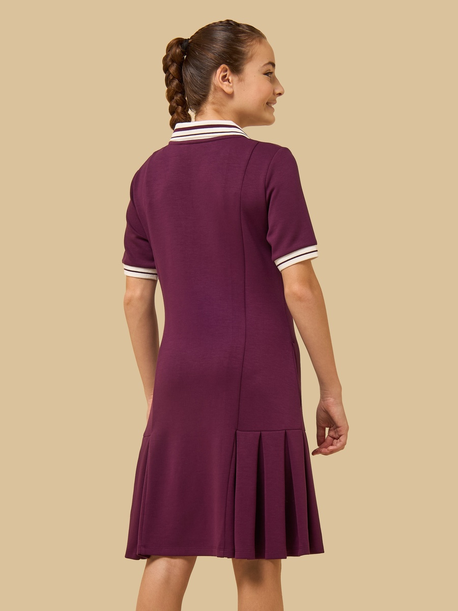 Teddy Bear Embroidered Drop Waist Polo Dress