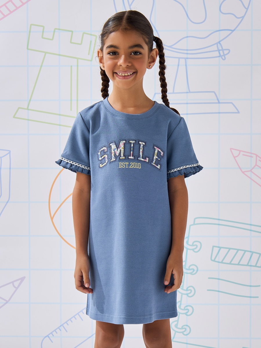 Slogan Applique Scuba Dress