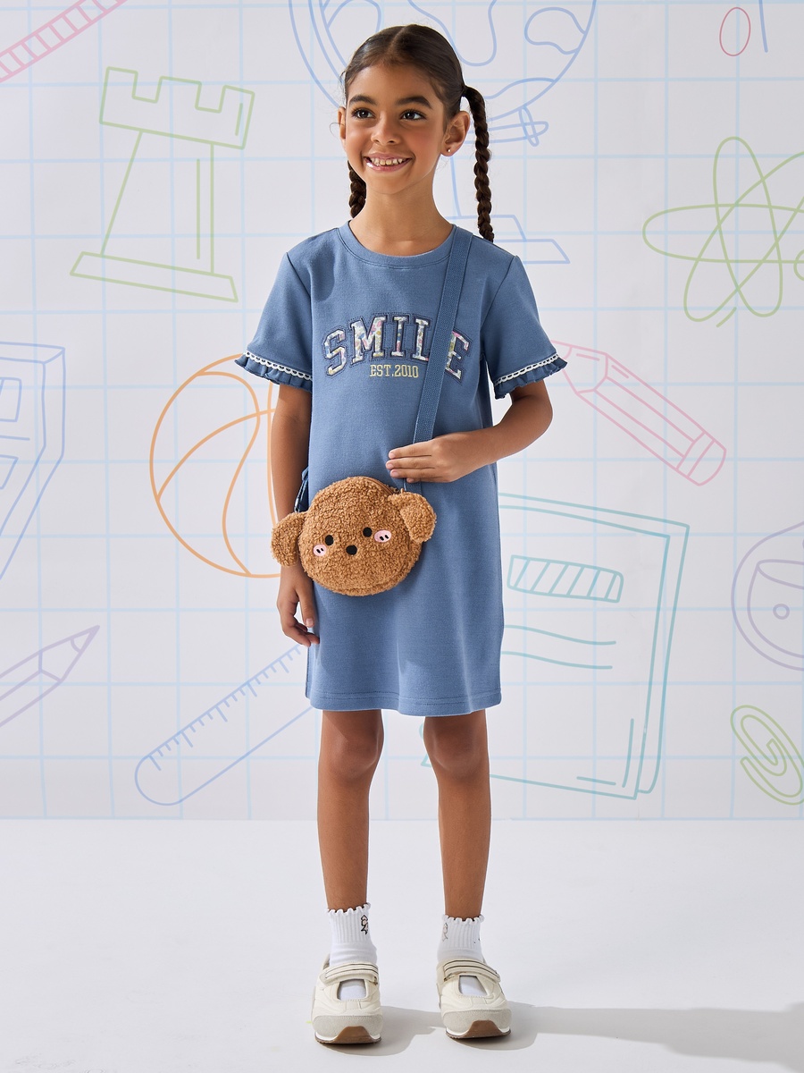 Slogan Applique Scuba Dress