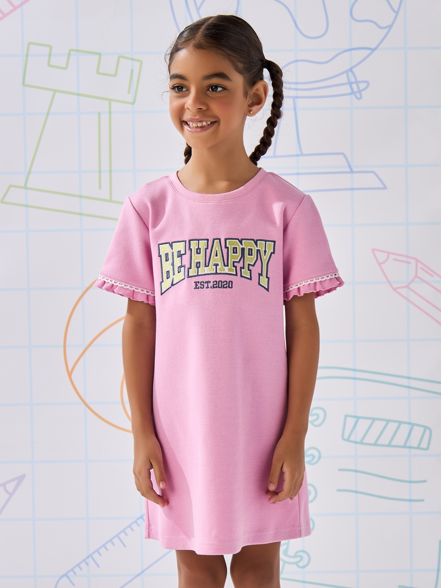 Slogan Applique Scuba Dress