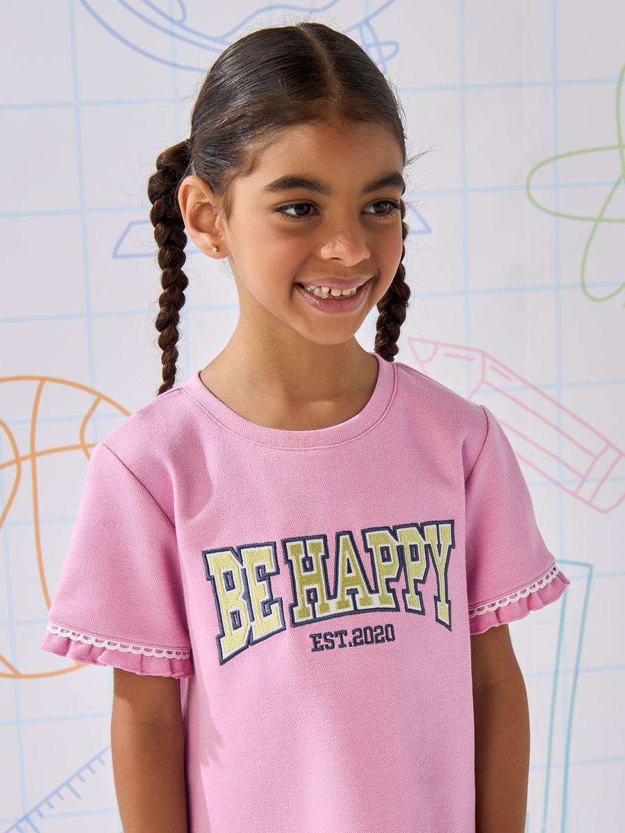 Slogan Applique Scuba Dress