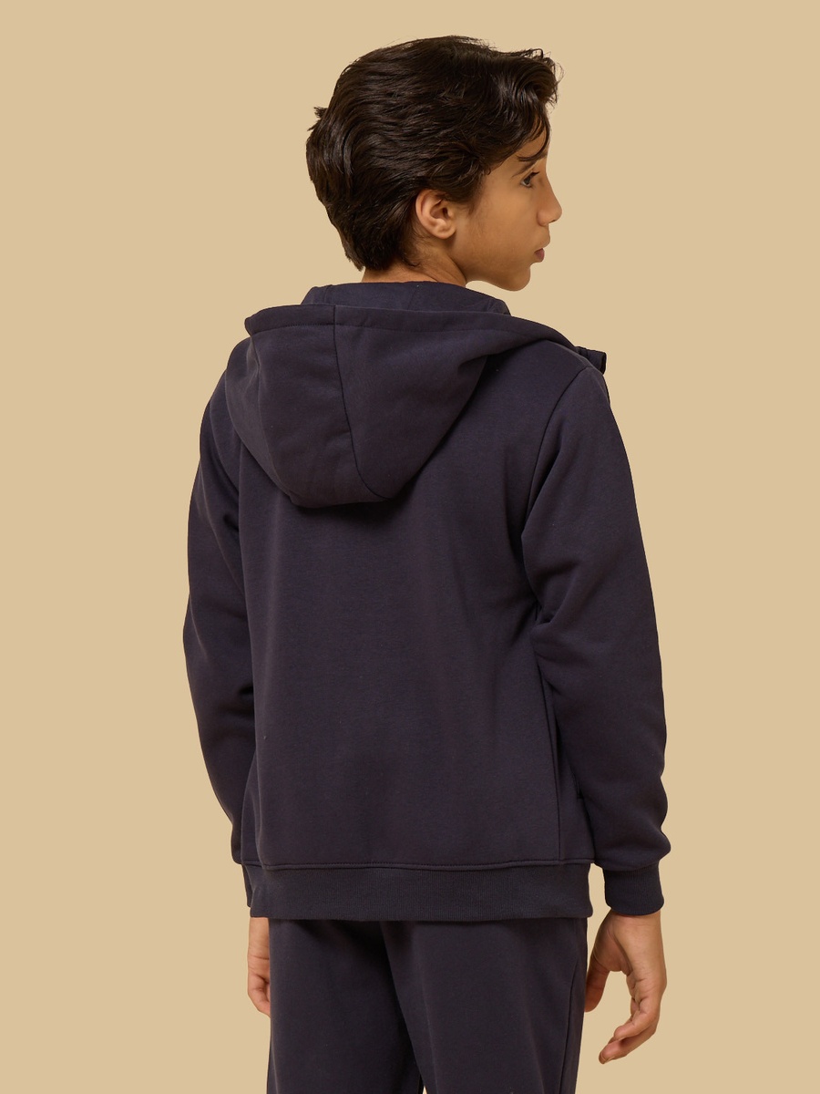 Plain Zip Through Hoodie