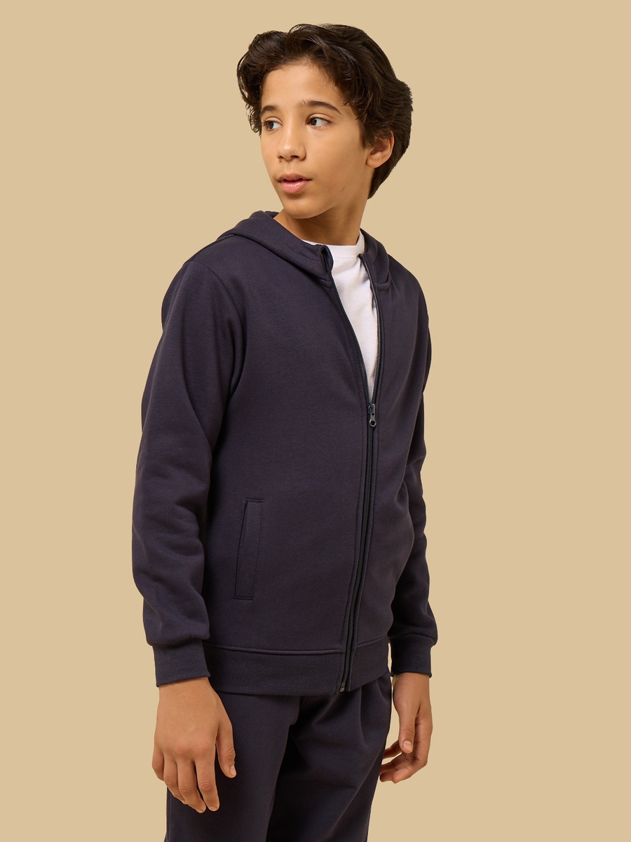 Plain Zip Through Hoodie
