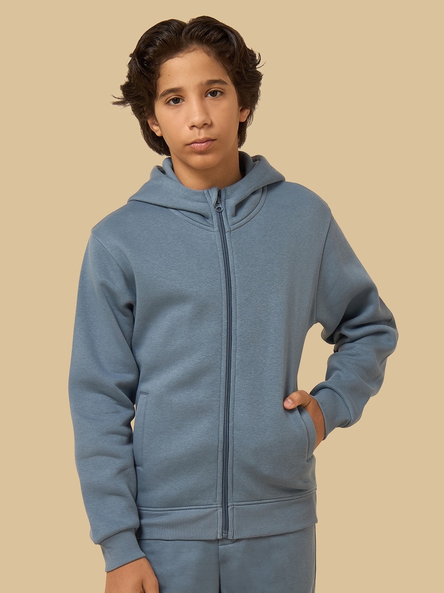 Plain Zip Through Hoodie
