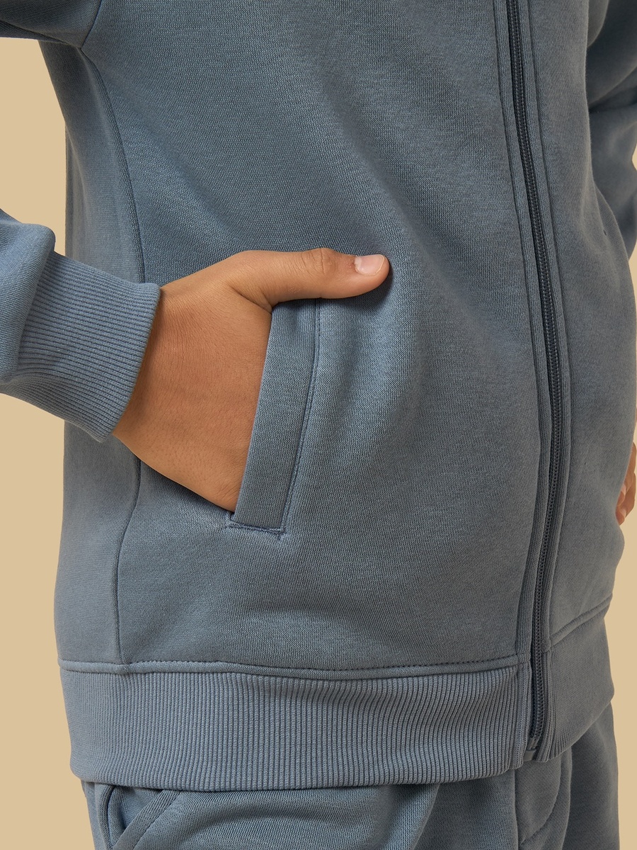 Plain Zip Through Hoodie