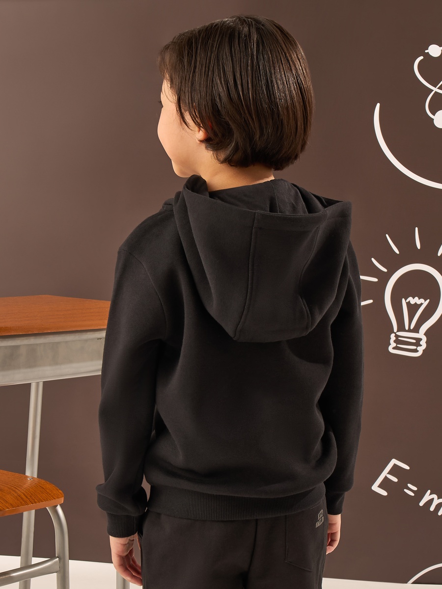 Slogan Embossed Zip Through Hoodie