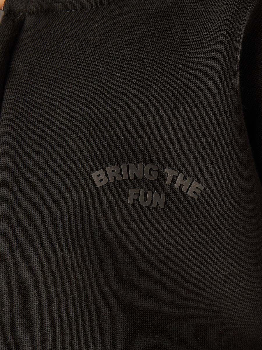 Slogan Embossed Zip Through Hoodie