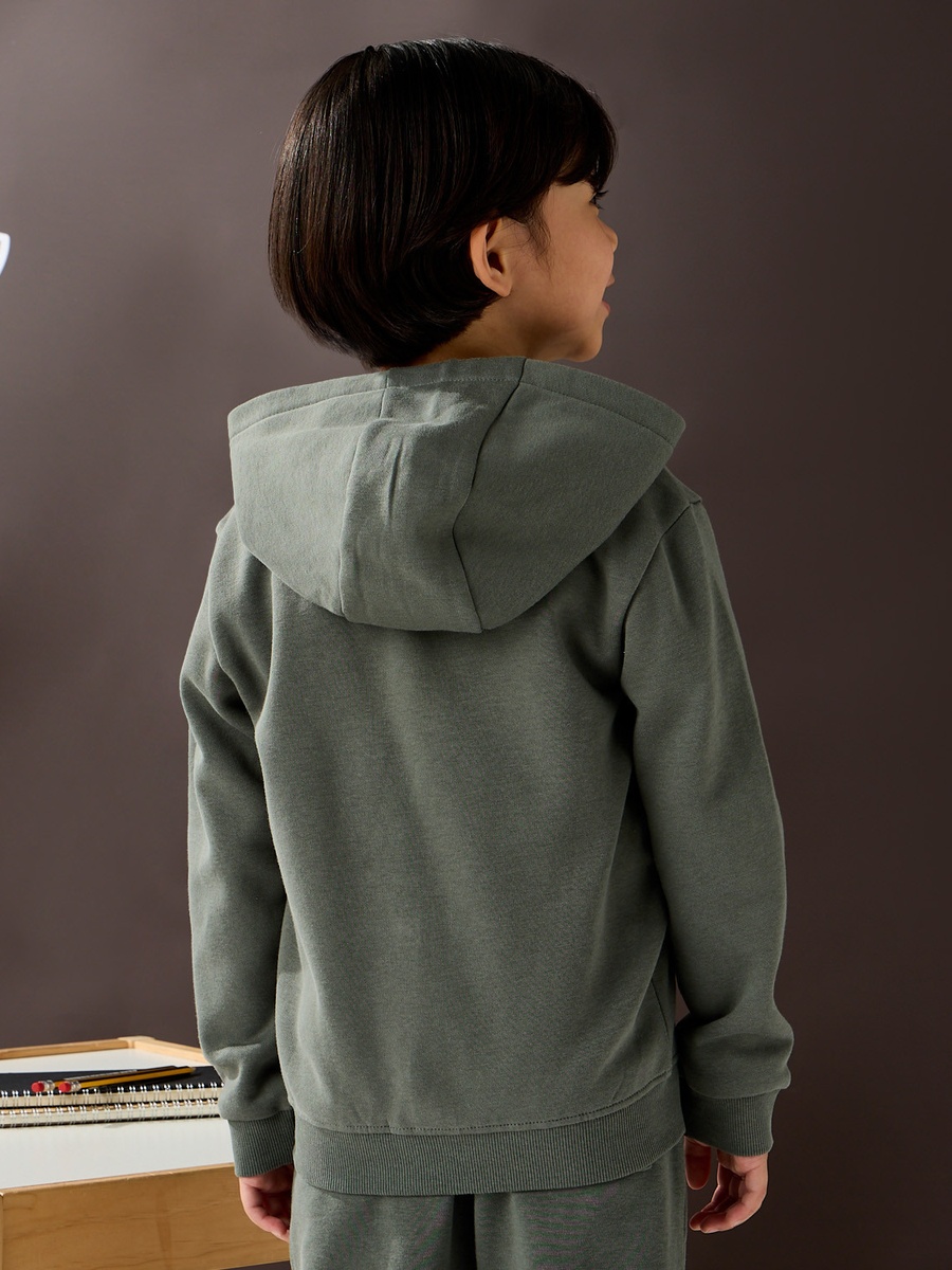 Slogan Embossed Zip Through Hoodie
