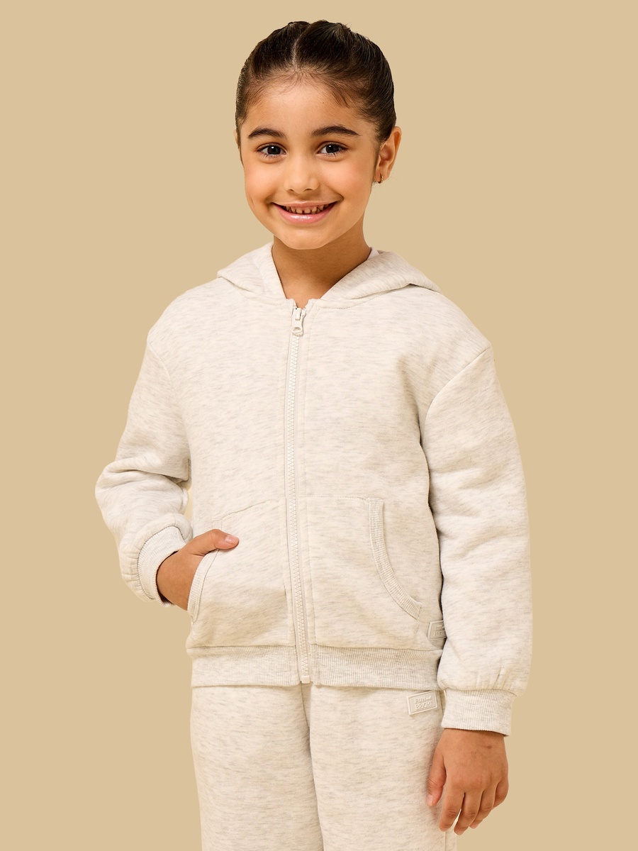 Plain Zip Through Hoodie with Kangaroo Pocket