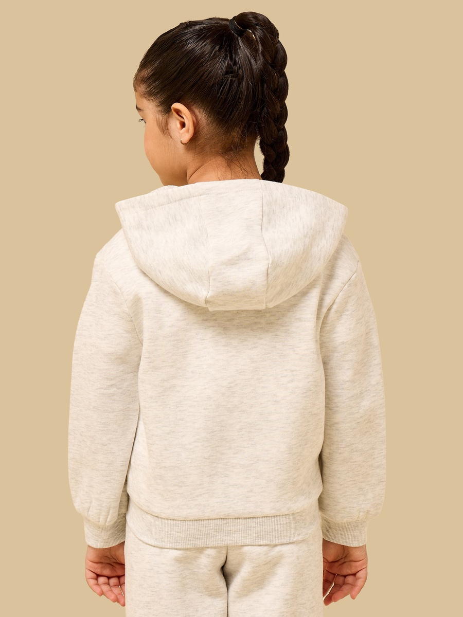 Plain Zip Through Hoodie with Kangaroo Pocket