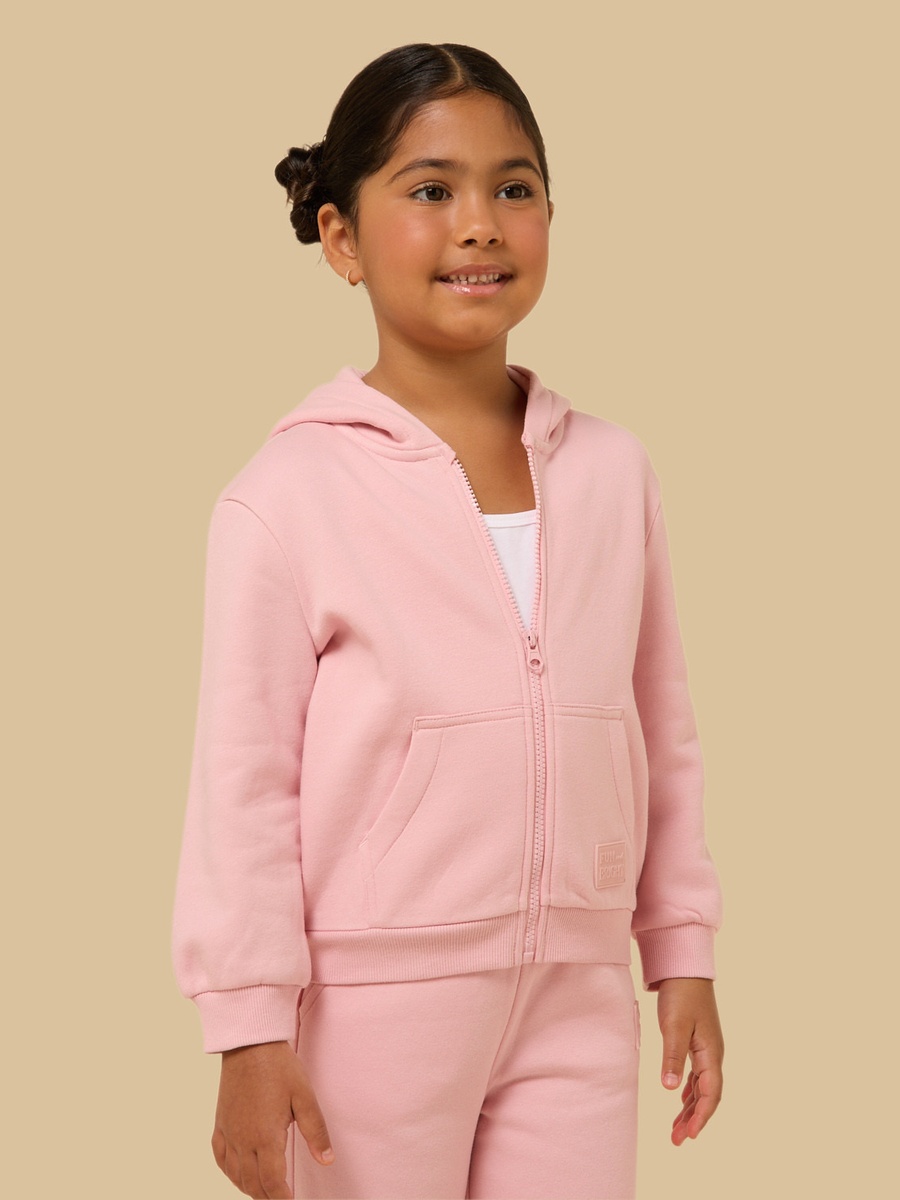 Plain Zip Through Hoodie with Kangaroo Pocket