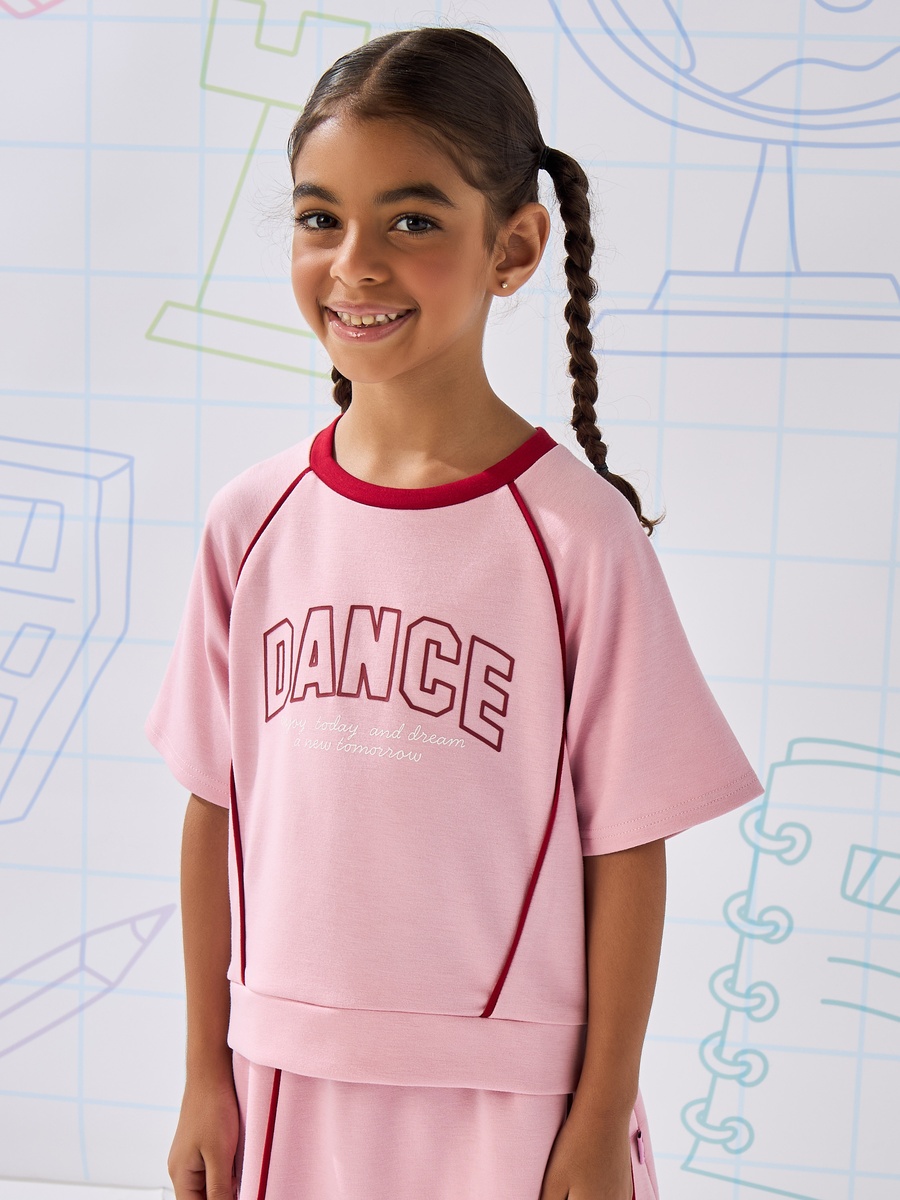 Slogan Print T-Shirt and Skirt Set