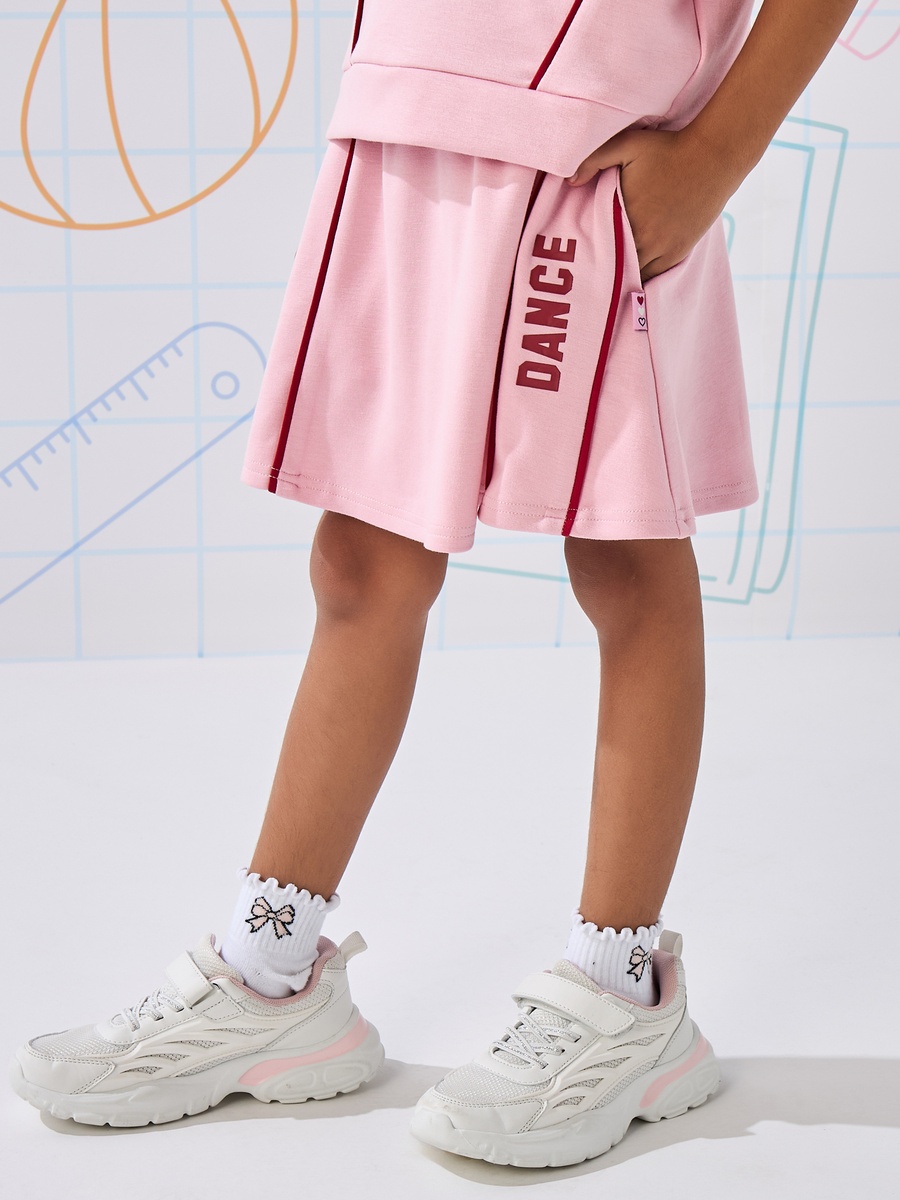 Slogan Print T-Shirt and Skirt Set