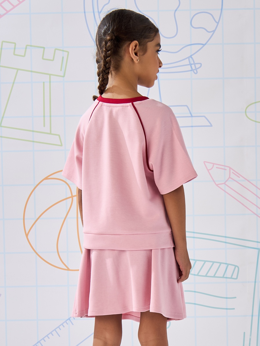 Slogan Print T-Shirt and Skirt Set