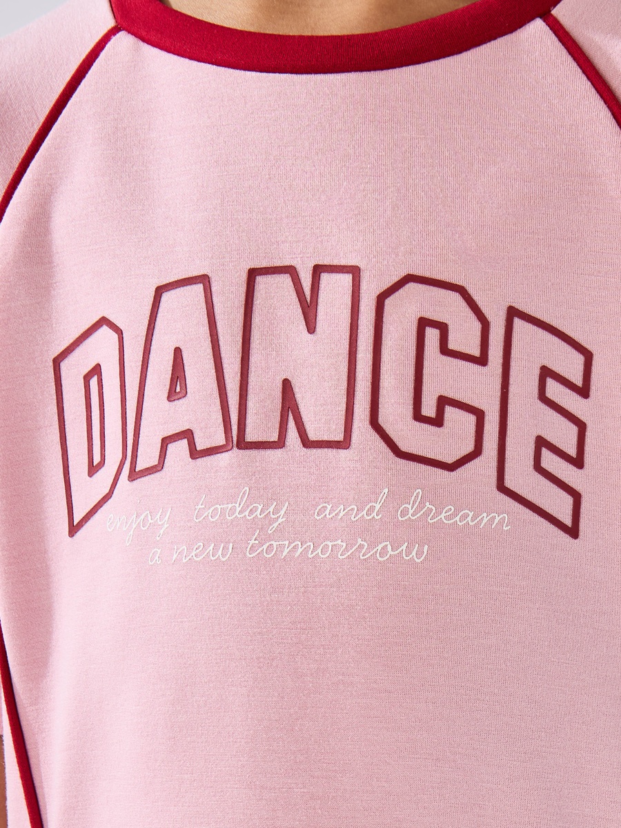 Slogan Print T-Shirt and Skirt Set