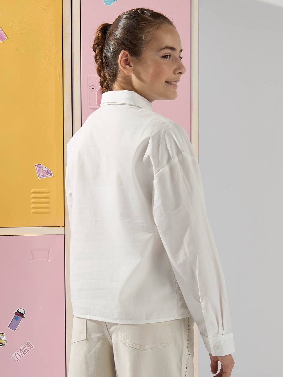 Loose Fit Cotton Shirt with Detachable Tie-Up