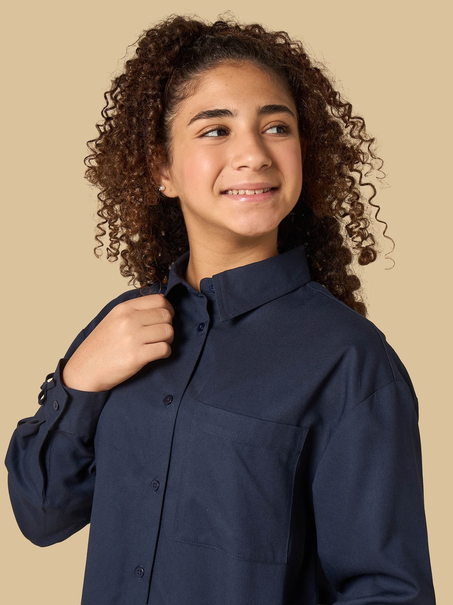 Bow Accent Loose Fit Cotton Shirt