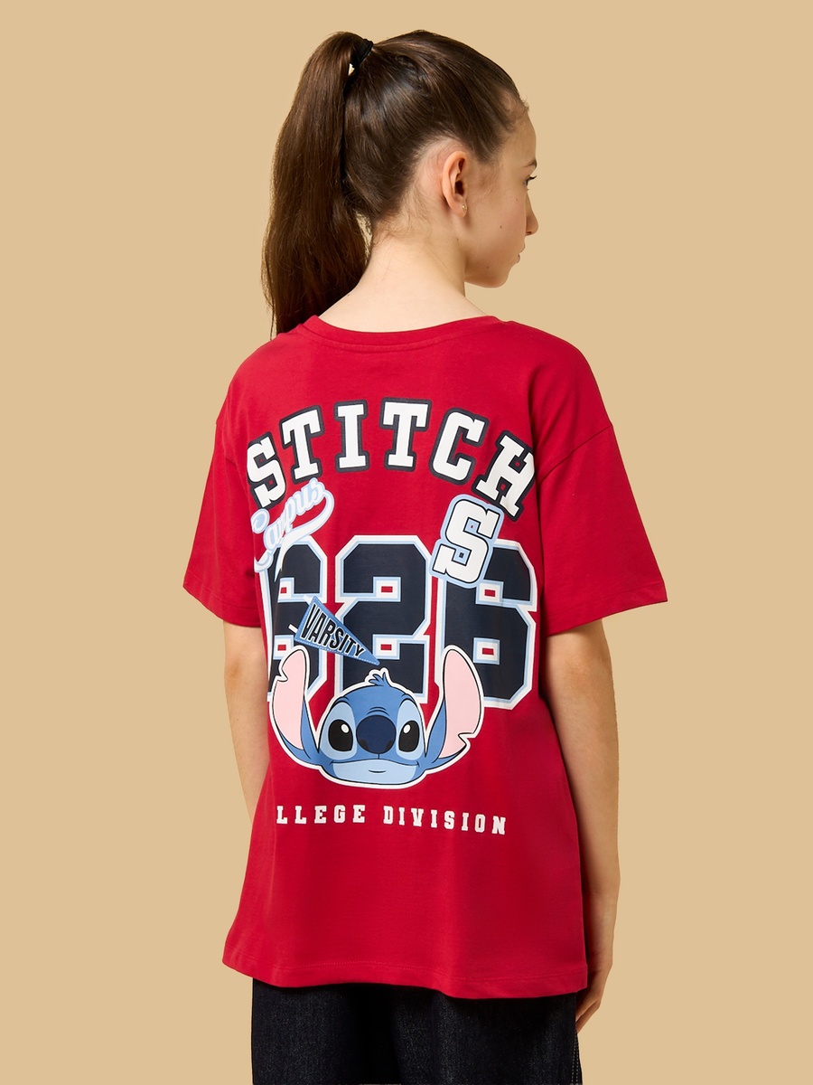 Stitch Print Oversized Cotton T-Shirt