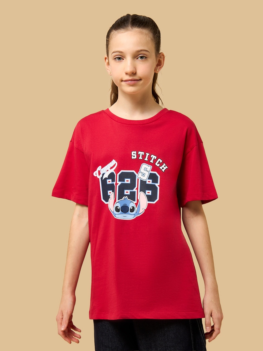 Stitch Print Oversized Cotton T-Shirt