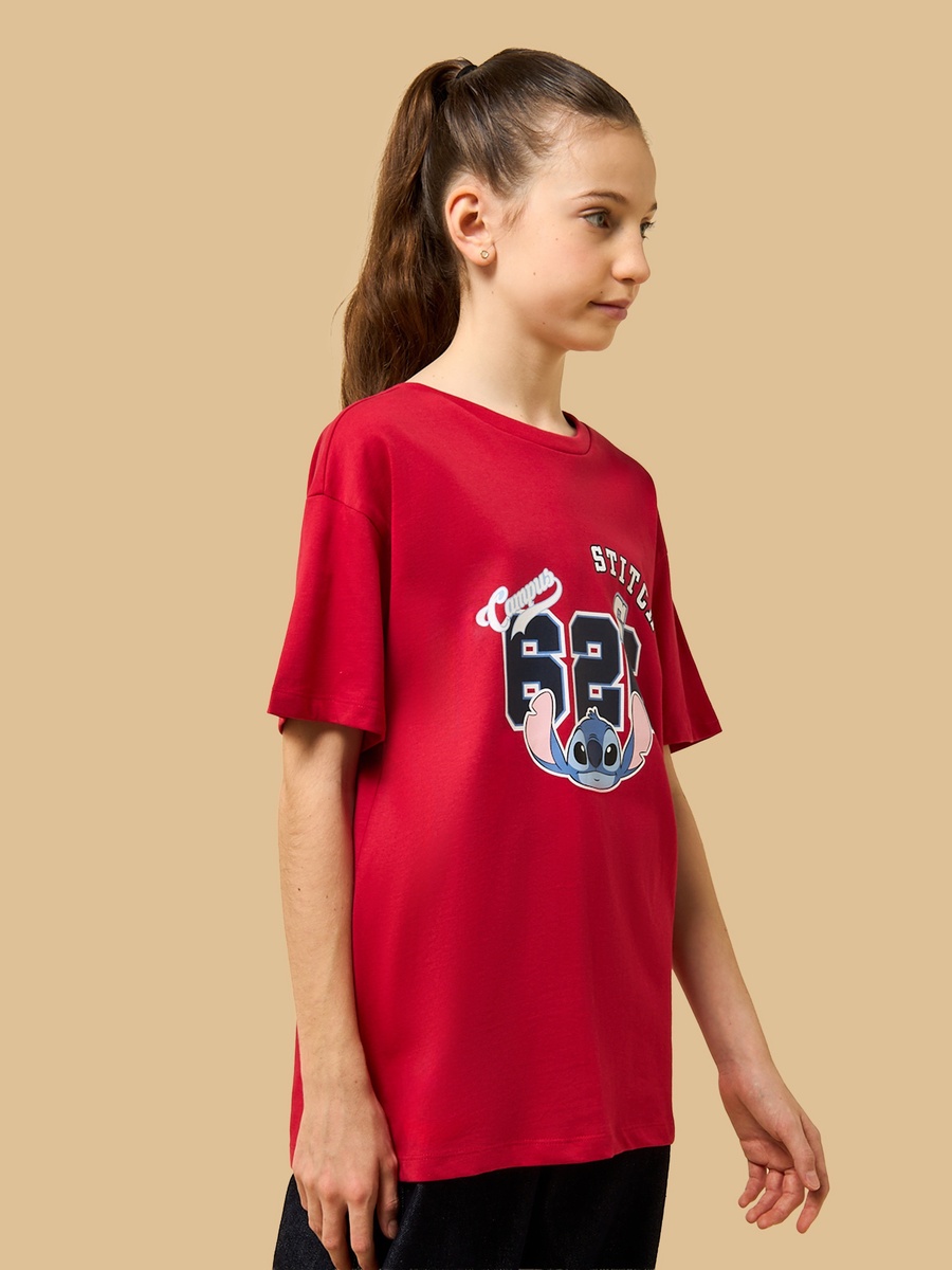 Stitch Print Oversized Cotton T-Shirt