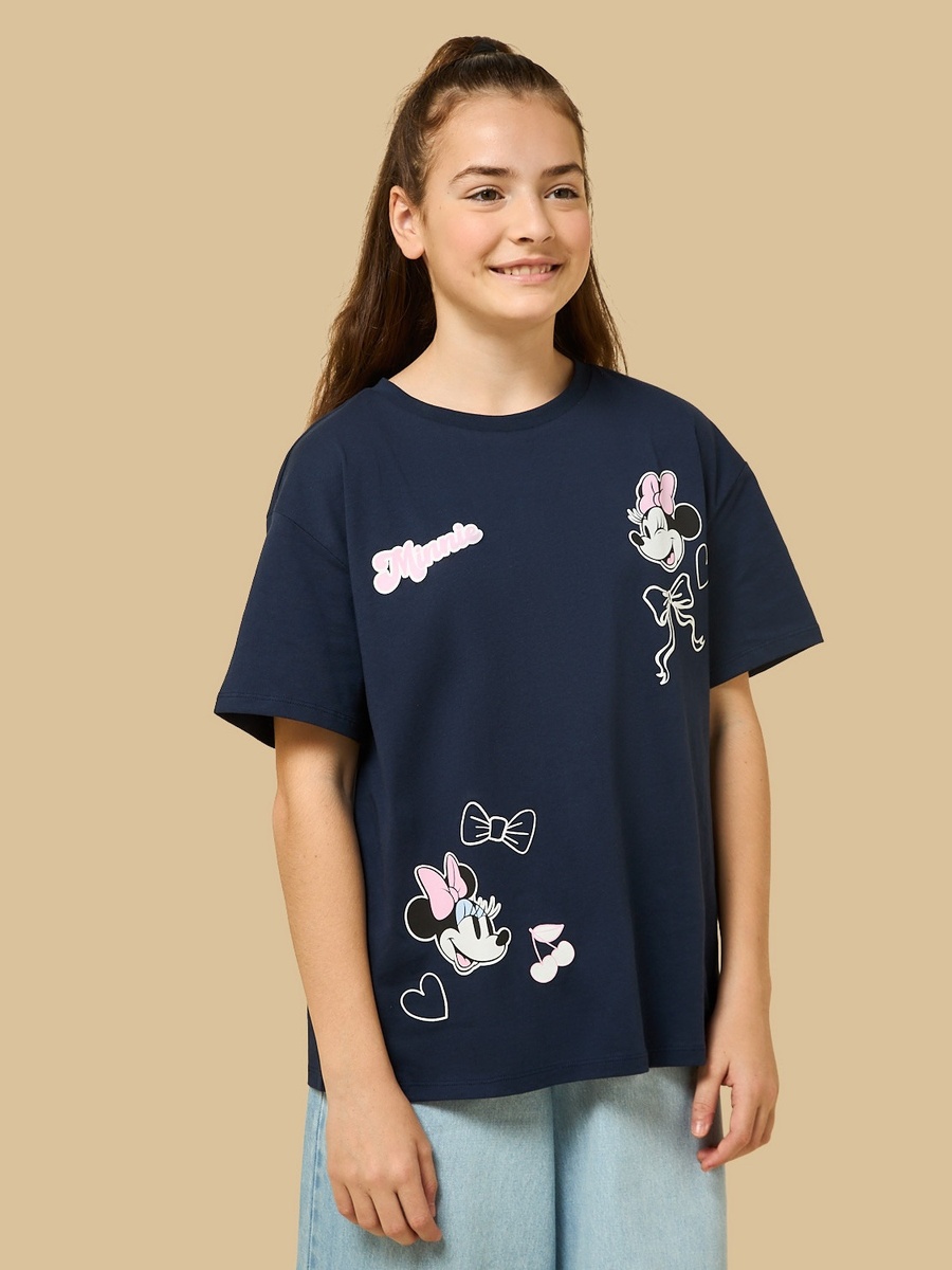 Minnie Mouse Print Oversized Cotton T-Shirt