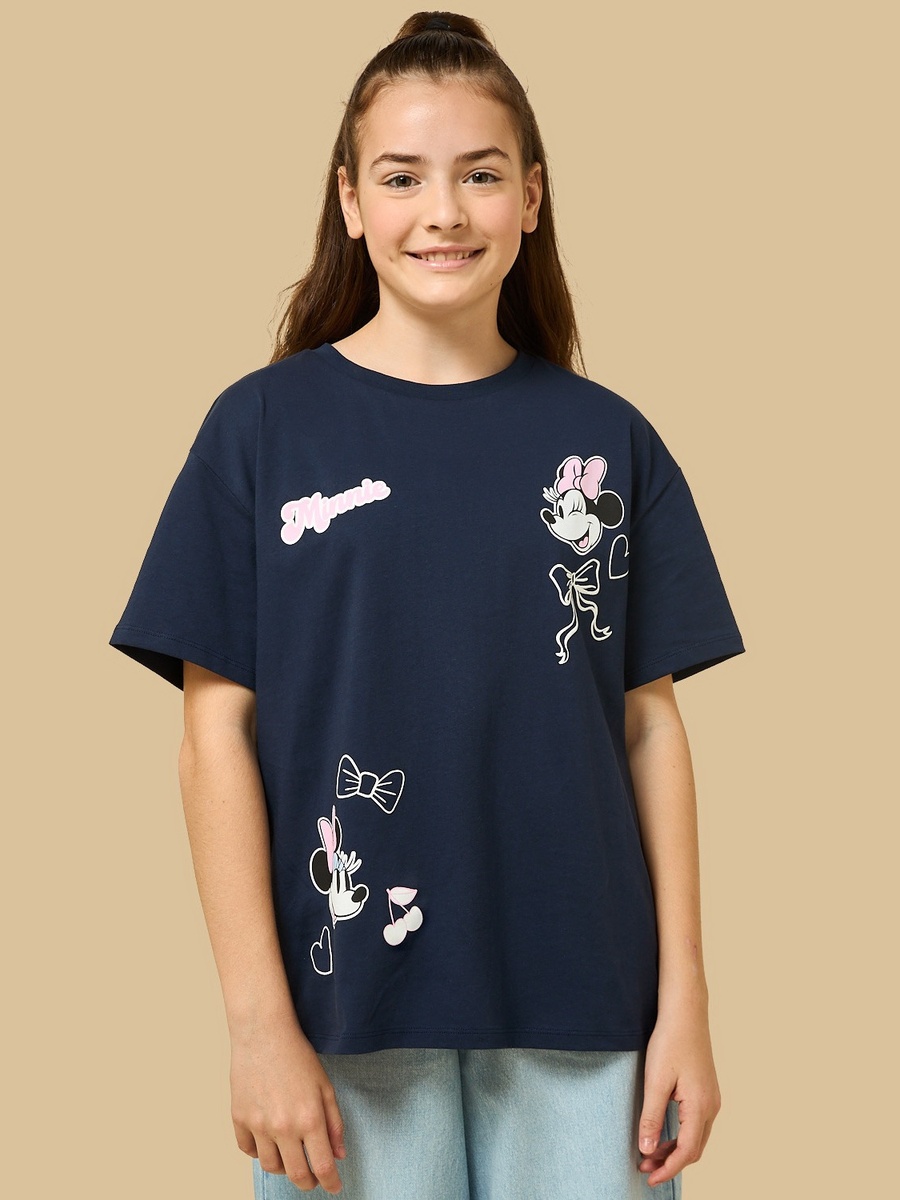 Minnie Mouse Print Oversized Cotton T-Shirt