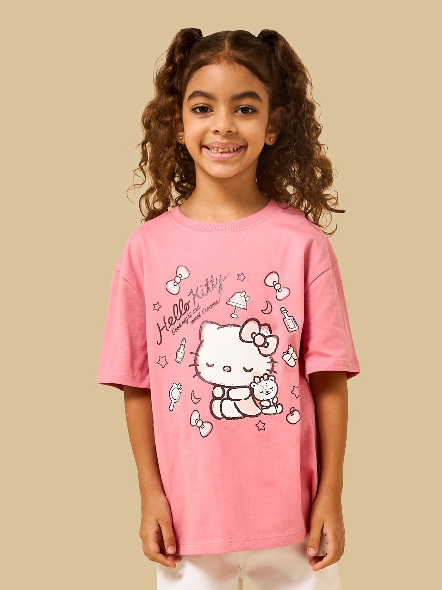 Hello Kitty Print Boxy Cotton T-Shirt