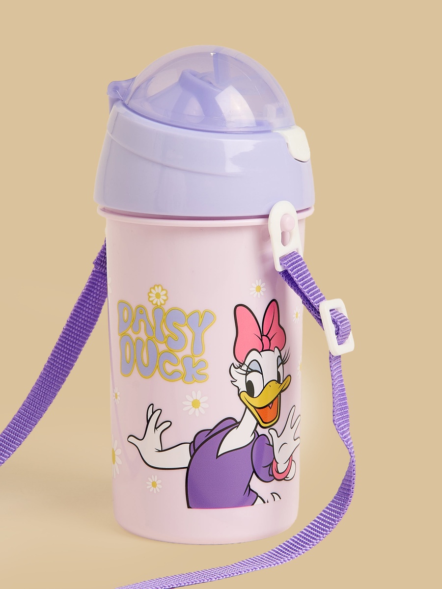 Daisy Duck Print Water Bottle with Shoulder Strap