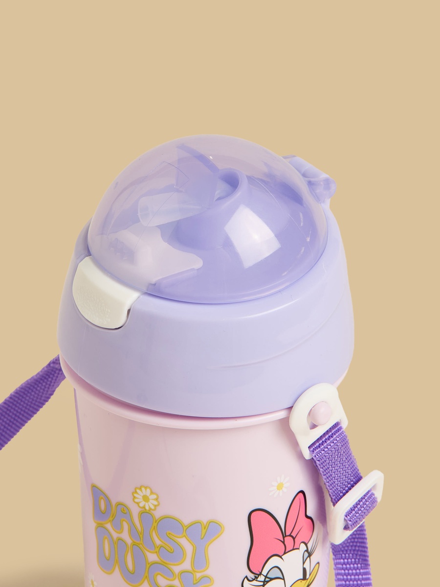 Daisy Duck Print Water Bottle with Shoulder Strap