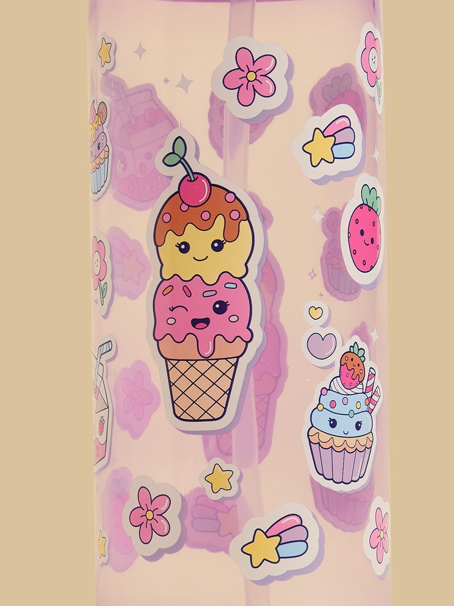 Ice Cream Print Flip Spout Water Bottle with Handle