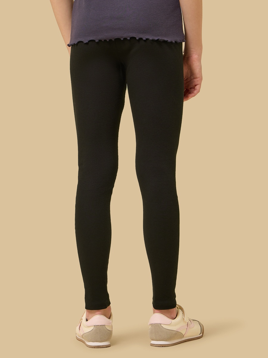 Ribbed Slogan Applique Leggings