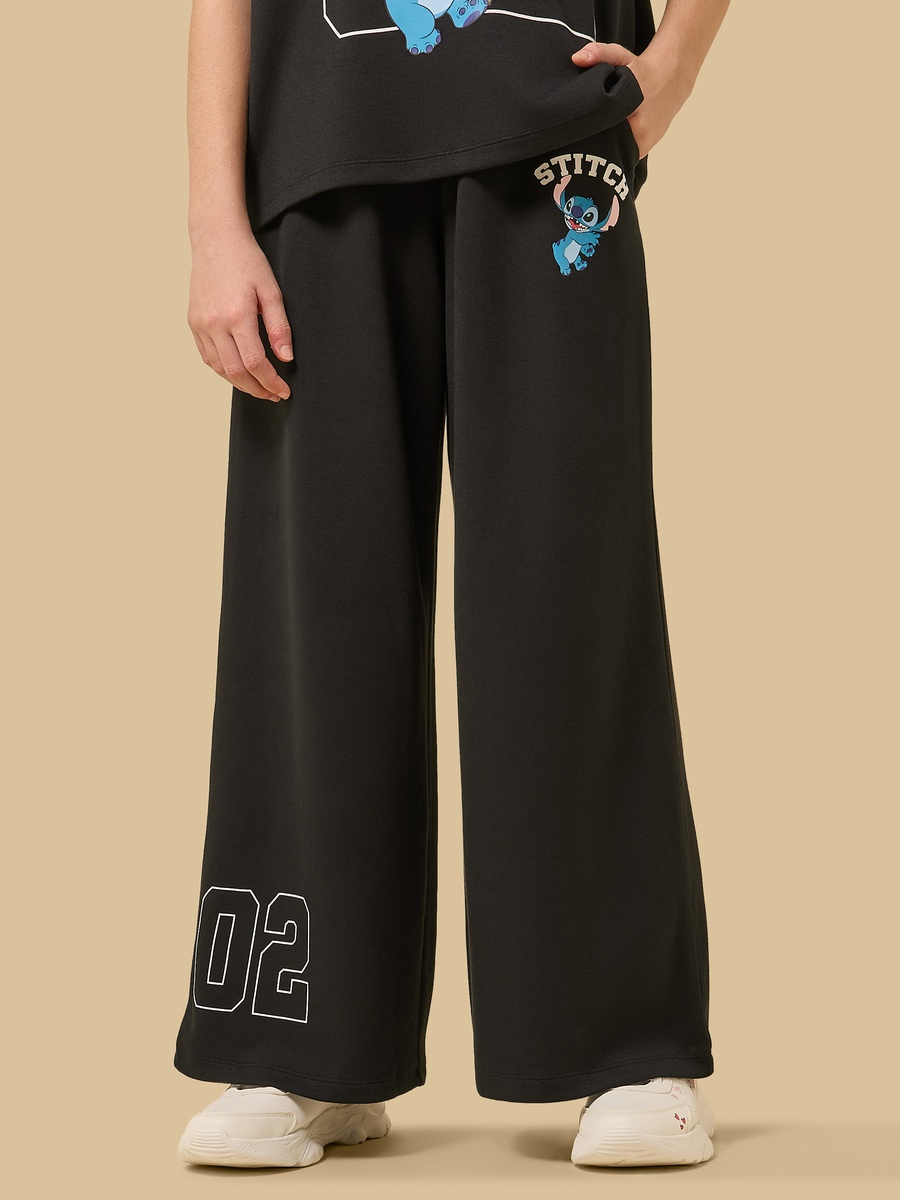 Stitch Print Wide Leg Pants