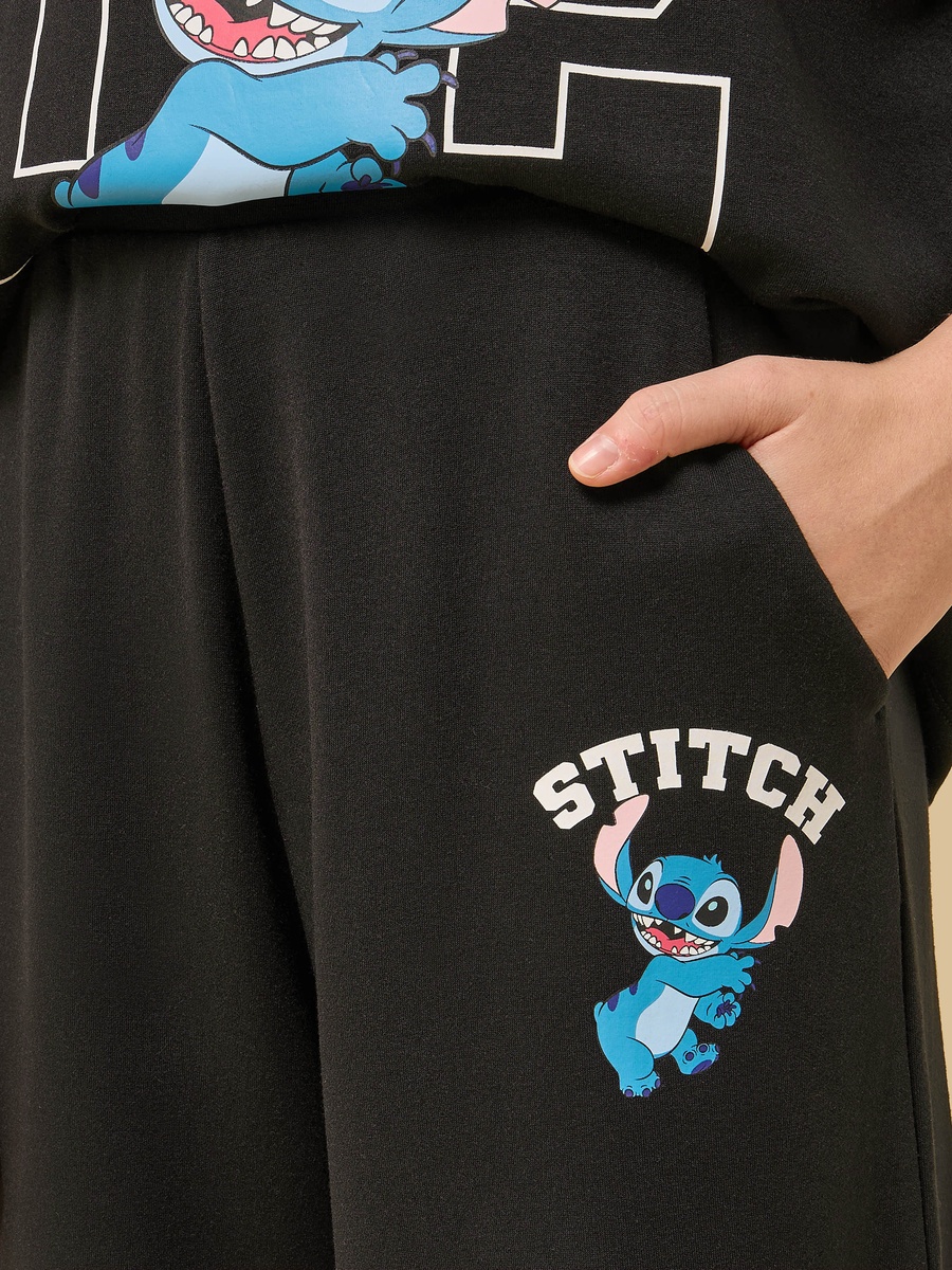 Stitch Print Wide Leg Pants