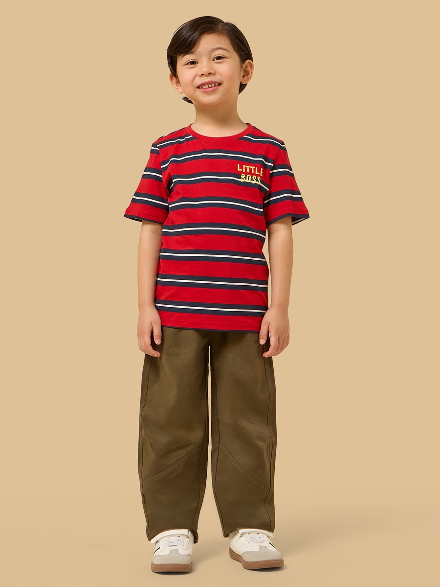 Slogan Applique Barrel Fit Cotton Pants