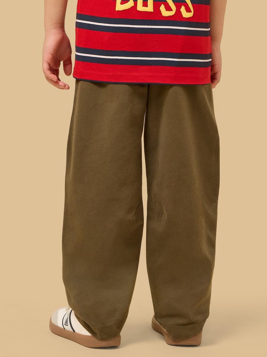 Slogan Applique Barrel Fit Cotton Pants