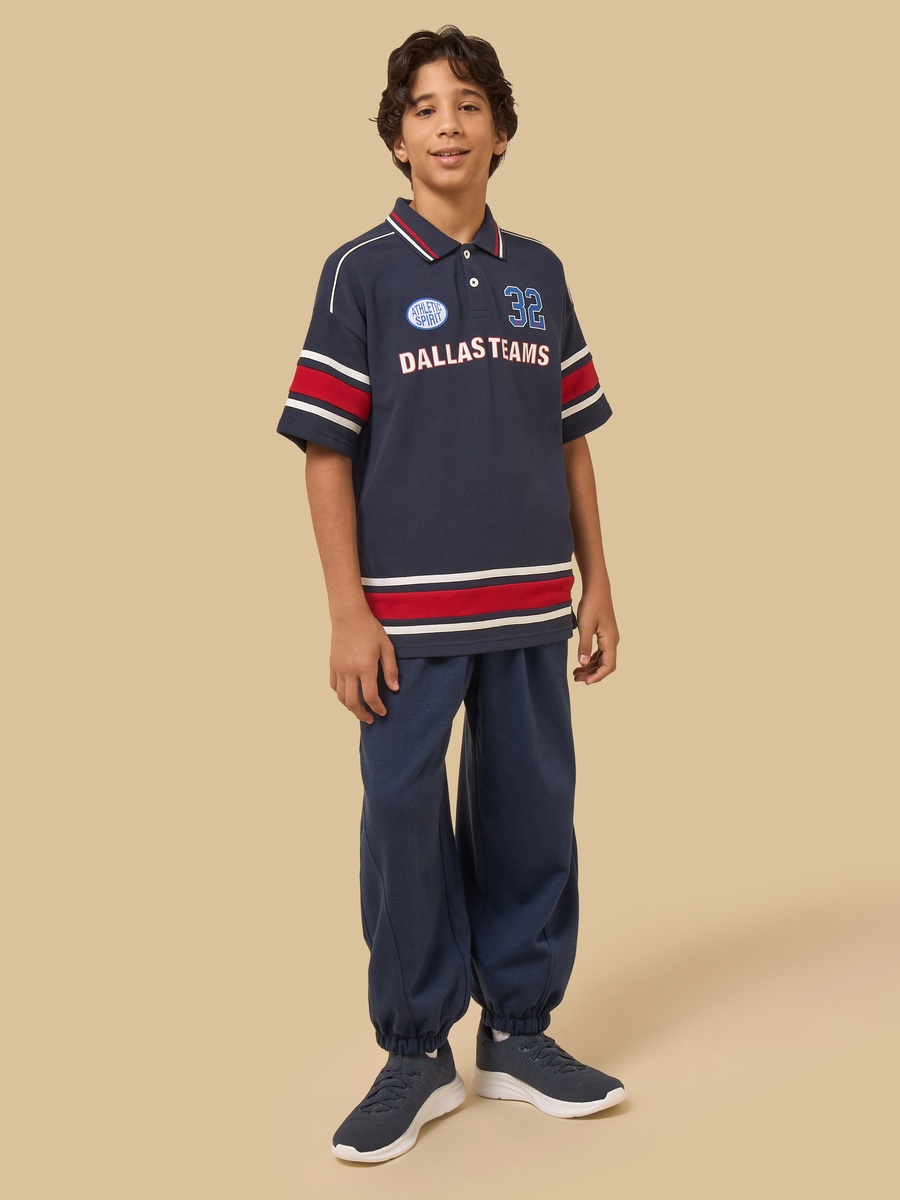 Dallas Varsity Print Cotton Polo T-Shirt