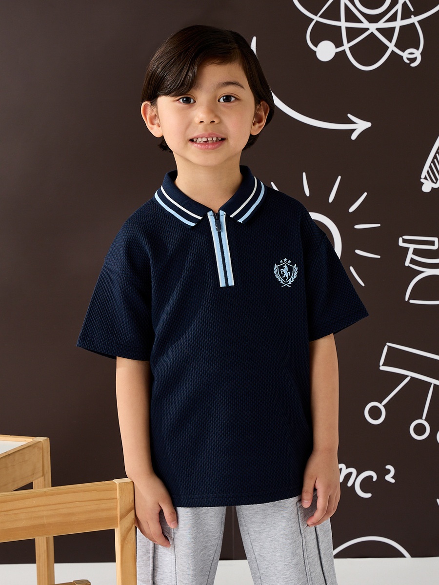 Popcorn Textured Cotton Polo T-Shirt