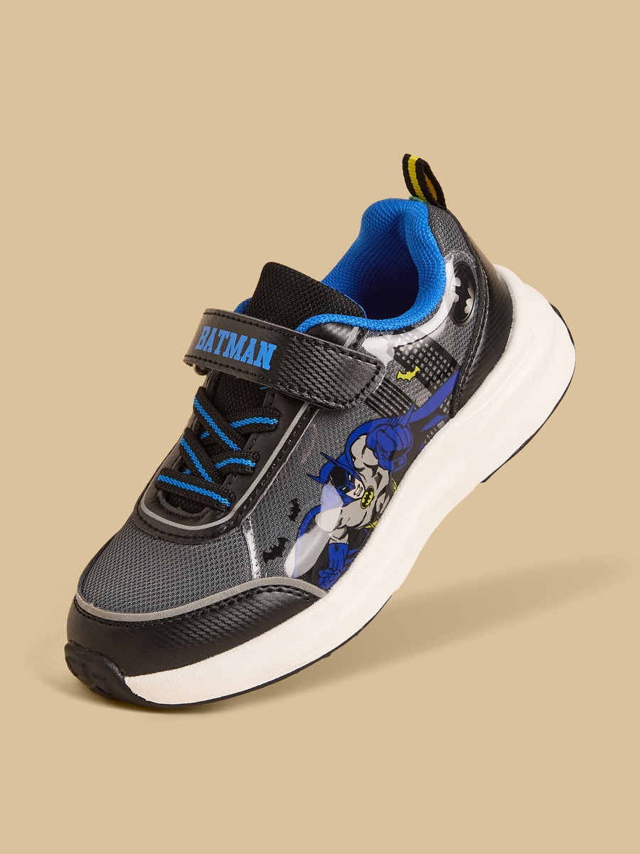 Batman Print Sports Shoes with Hook and Loop Closure