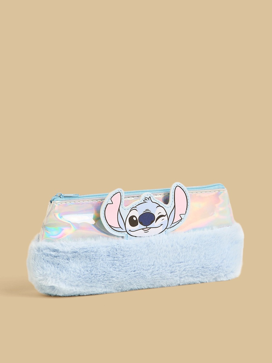 Stitch Faux Fur Pencil Pouch with Zip Closure