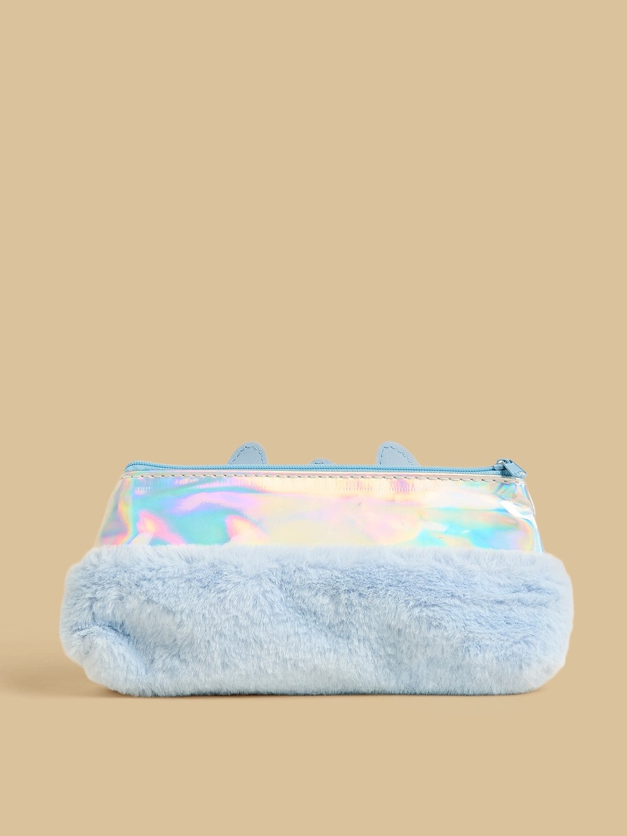 Stitch Faux Fur Pencil Pouch with Zip Closure