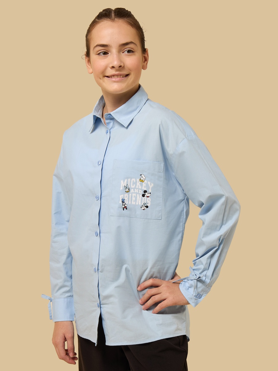 Mickey Mouse and Friends Print Loose Fit Cotton Shirt