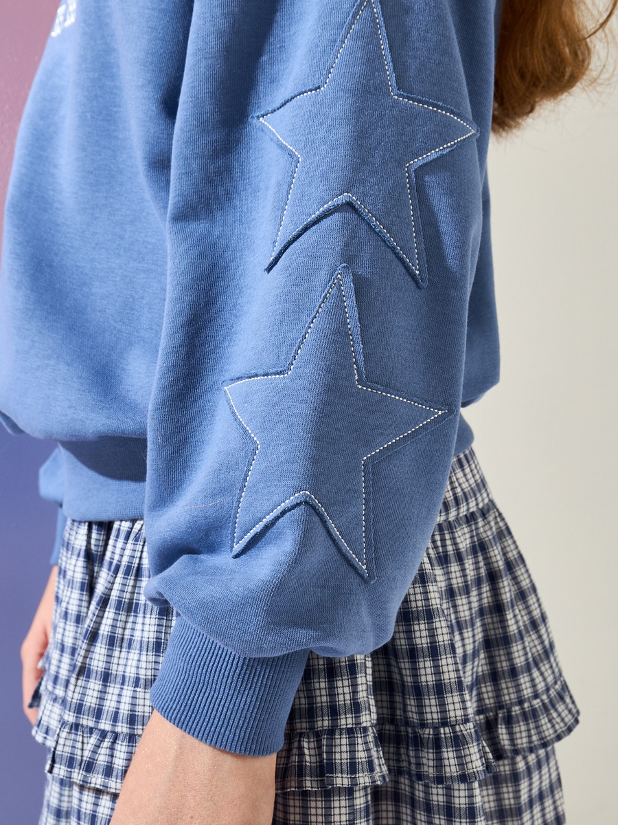 Star Applique Half Zip Sweatshirt