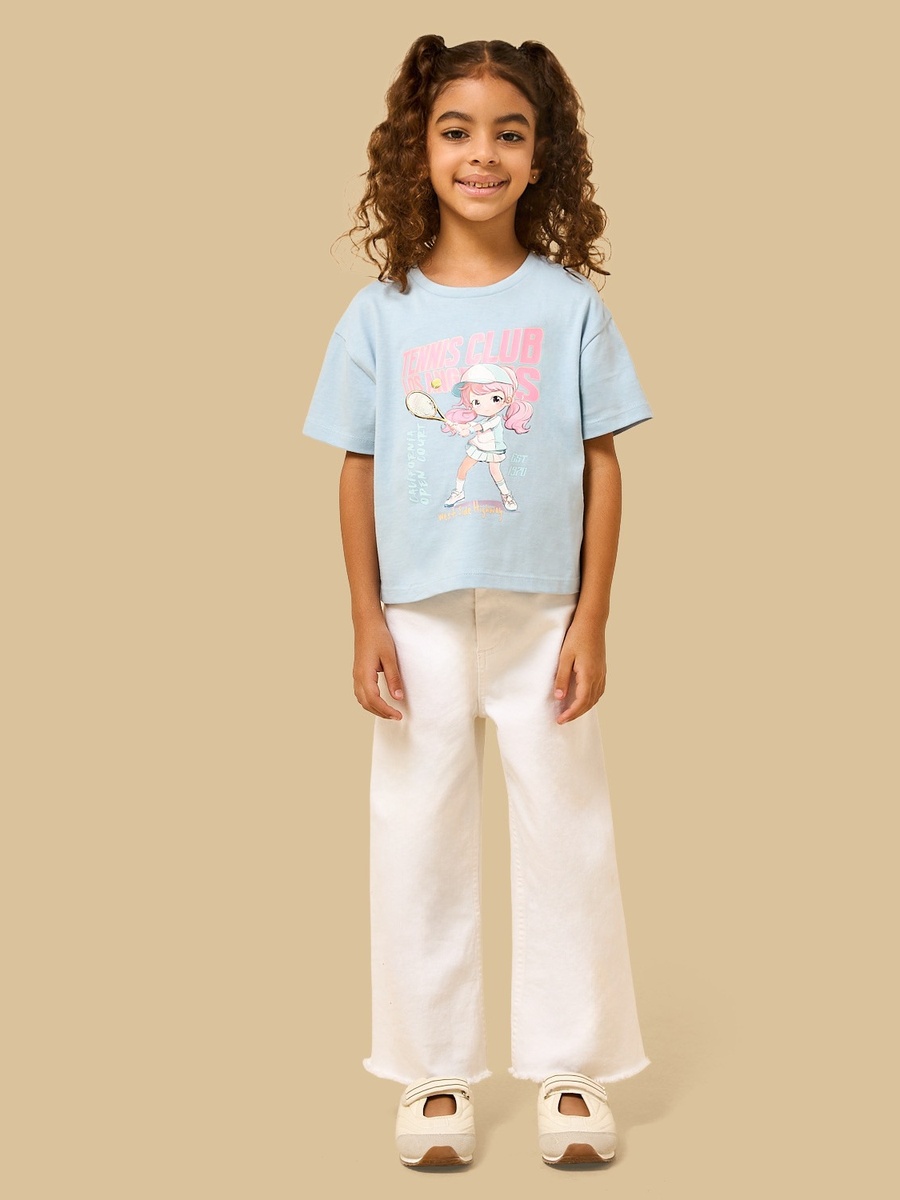 Graphic Print Cotton Boxy T-Shirt