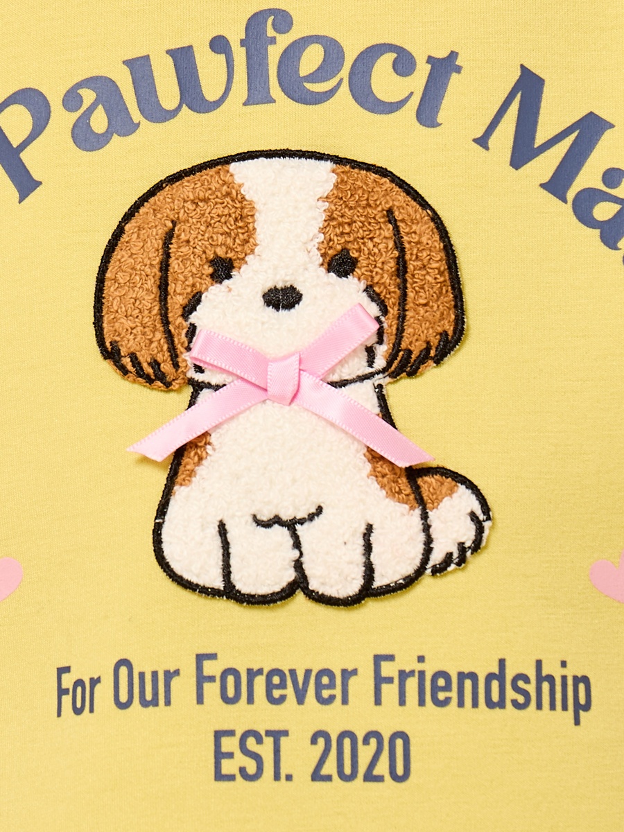 Puppy Applique Drop Shoulder T-Shirt