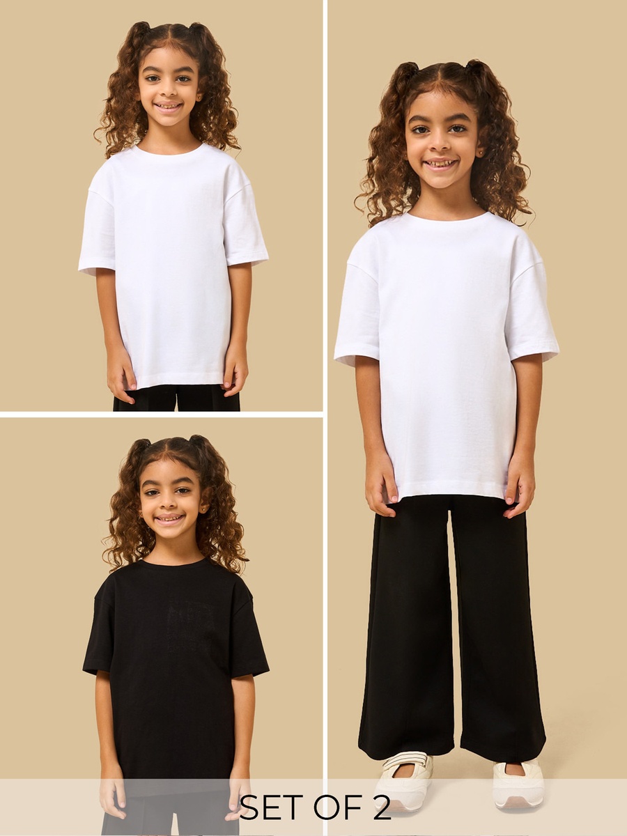 Pack of 2 - Plain Cotton Oversized T-Shirt