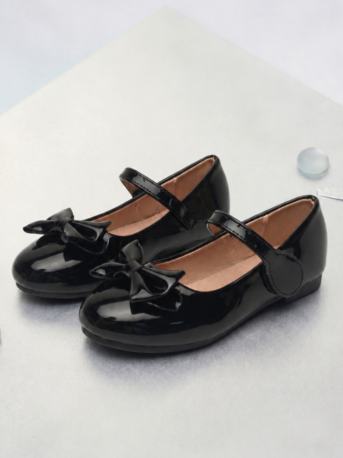 Girls Black Patent Bow Mary Jane Ballerinas