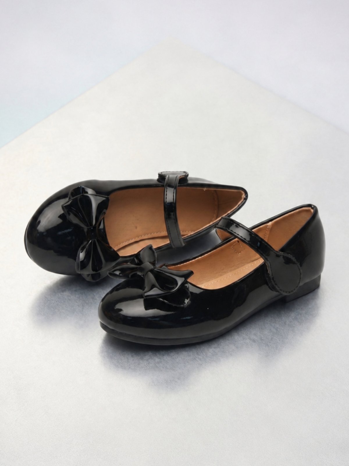 Girls Black Patent Bow Mary Jane Ballerinas