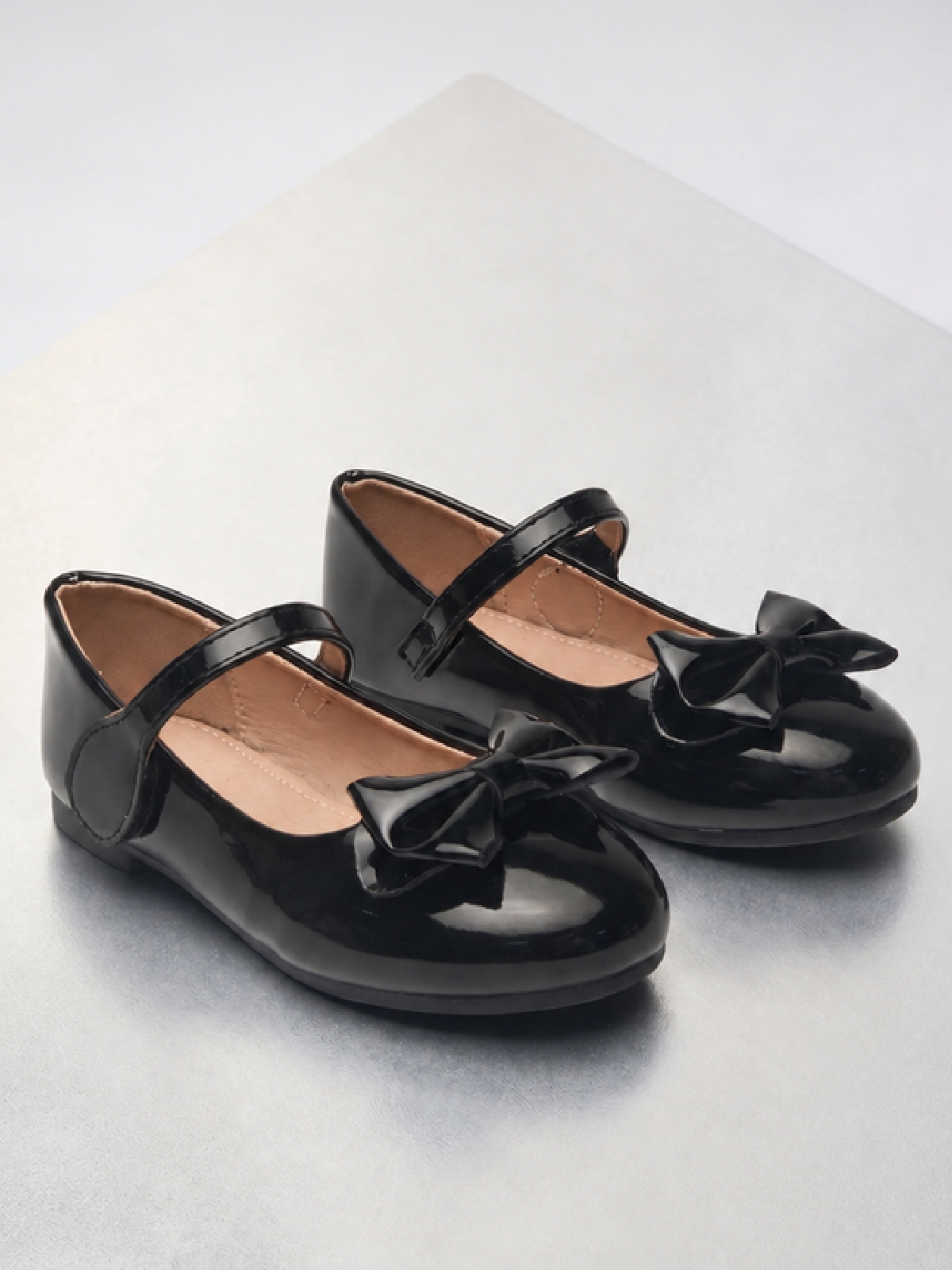 Girls Black Patent Bow Mary Jane Ballerinas
