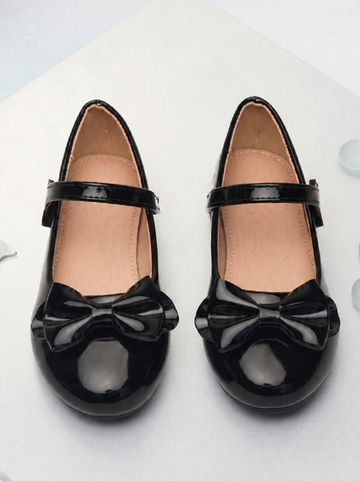 Girls Black Patent Bow Mary Jane Ballerinas