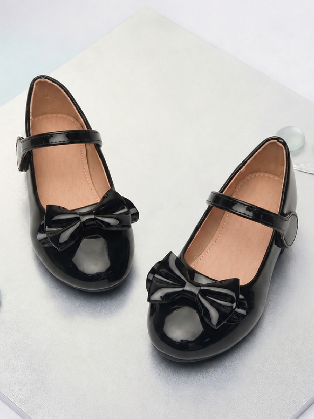 Girls Black Patent Bow Mary Jane Ballerinas